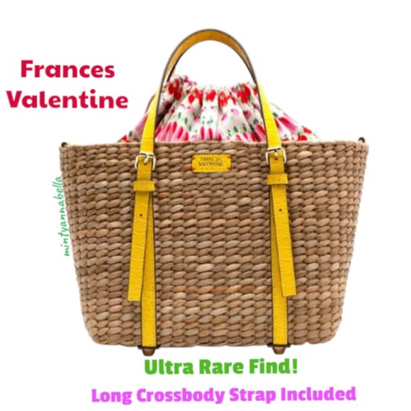 Frances Valentine 🌿RARE 🌼 Small Woven Tote Yellow 🚨Firm Price Item 🚨 - Picture 1 of 16